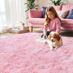 Pink Fluffy 8x10 Large Area Rug, Soft Washable Fuzzy Furry Shag Rug - Image 2