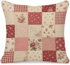 Shabby Chic Rose Patchwork Throw Pillow Cover 18x18 by Unknown