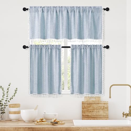 MitoVilla Boho Kitchen Curtains 36 Inch Length, 2 Panels Modern Farmhouse Short - Image 5