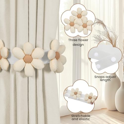 KLOGTSIND Flower Curtain Tiebacks, Decorative Curtain Holdbacks No Drill - Image 4
