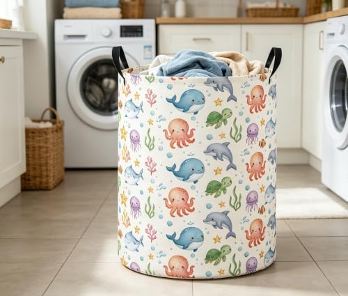 Baby Laundry Basket Baby Nursery Hamper Kids Laundry Basket Toy Storage Bin - Image 4