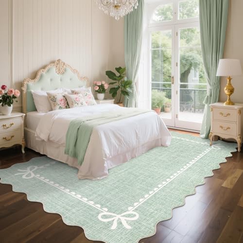 GarveeHome Scalloped Bow Rug 5x7 Washable Rugs - Image 2