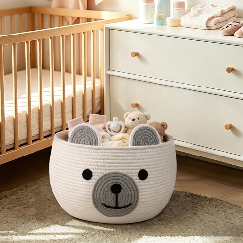 CherryNow Large Baby Basket for Gifts Empty, Cute Bear Design - Image 3