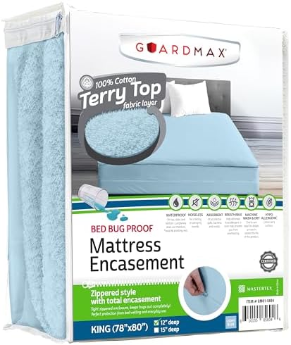 Guardmax King Mattress Encasement Zippered, 100% Waterproof Mattress Protector by Guardmax