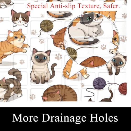 Bathtub Mat Non Slip 26.8x15.1 Inch, Cats Paws Shower Mat - Image 2