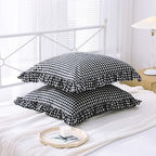 2 Pack Black White Gingham Ruffle Throw Pillow Covers 22''x22'' - Image 3