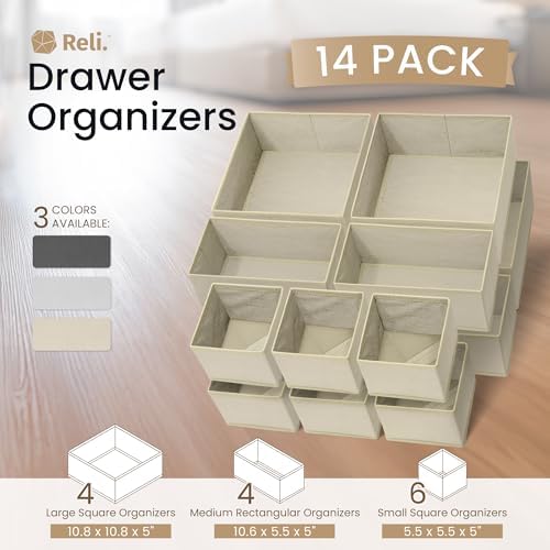 Reli. Drawer Organizers Clothes 14 Pack | Foldable Dresser Drawer Organizer - Image 2