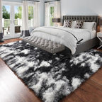 Amdrebio Black White Grey Fluffy Area Rug 5x8 - Image 3