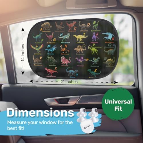 GENANY Dinosaur Car Side Window Sun Shades 2 Piece 21 x 14 Inch - Image 6