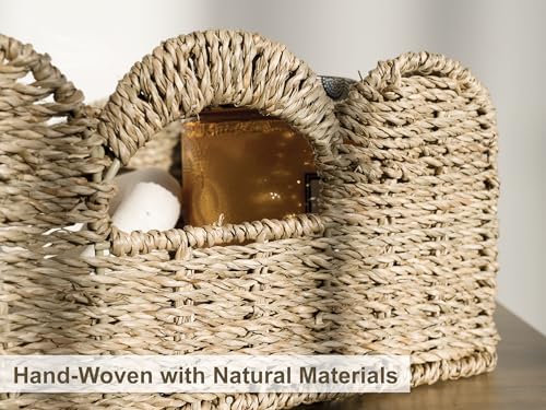 StorageWorks Scalloped Wicker Basket, Hand-woven Rattan Baskets - Image 4