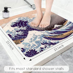 Bathtub Mat Non Slip, Japanese Wave Square Bath tub Mat Shower Floor Mat - Image 2