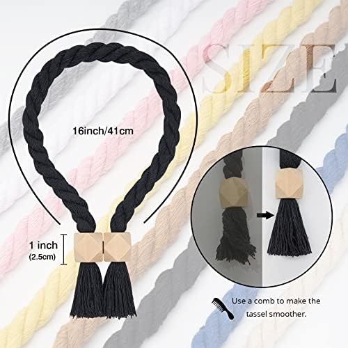 NICEEC 2 Pack Wooden Polyhedron Magnetic Curtain Tiebacks Boho Home Decor Drape - Image 4