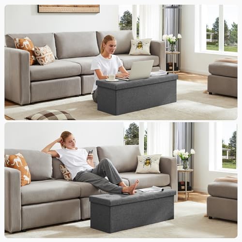 DUMOS 43 Inch Folding Storage Ottoman Bench, Large Ottoman - Image 6