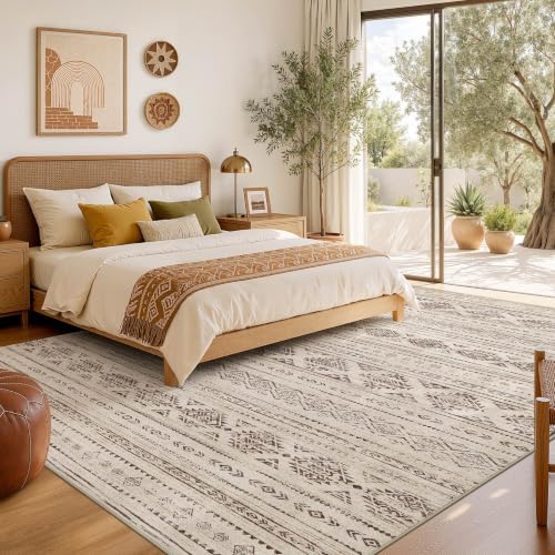 Nakagishi Boho 6x9 Area Rug Living Room Rugs Machine Washable Dark Brown - Image 6