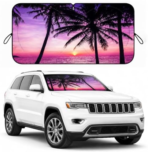 Car Windshield Sun Shade, Universal Fit Midsized Sedan SUV, Vacation Style by eygeufg