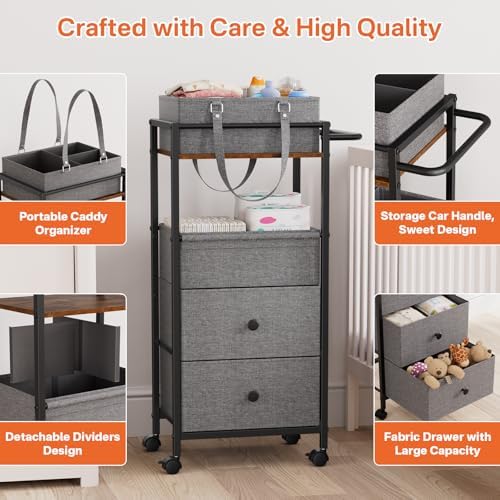 3In1 Modanais Baby Diaper Caddy Organizer Cart - Image 4