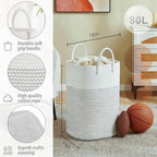 Artfeel Laundry Basket, Woven Cotton Rope Laundry Hamper, 100L Versatile Storage - Image 2