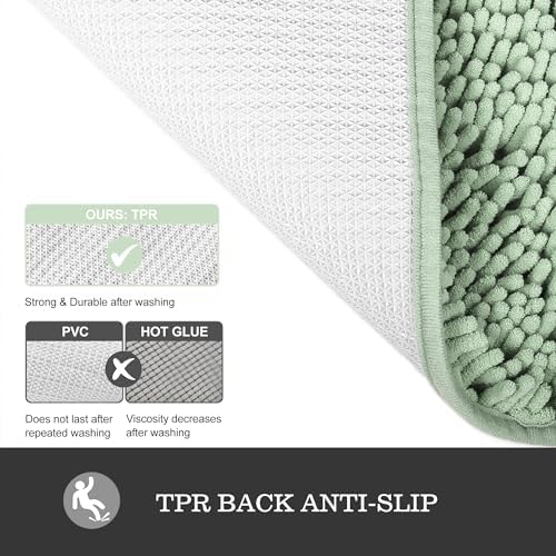 Yeaban Chenille Sea Foam Bathroom Runner Rug 17"x47" - Image 3