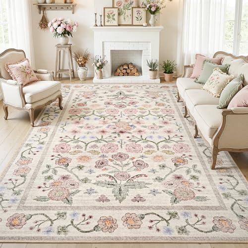 8x10 Area Rugs for Living Room Bedroom Floral Large Rug by Maxsoft