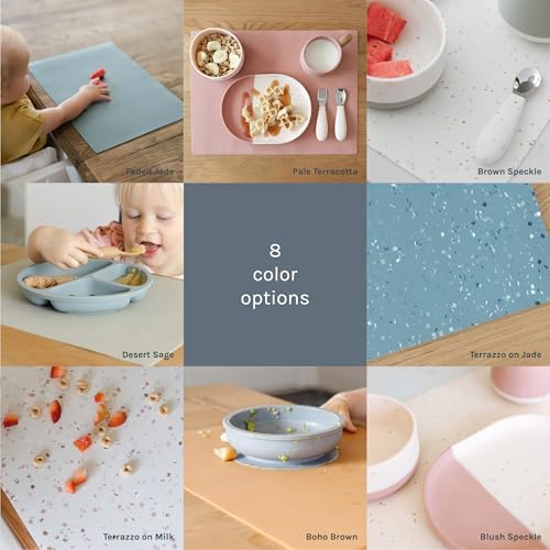 Yeah Baby Goods Silicone Toddler Placemat, Blush Speckle - Image 7