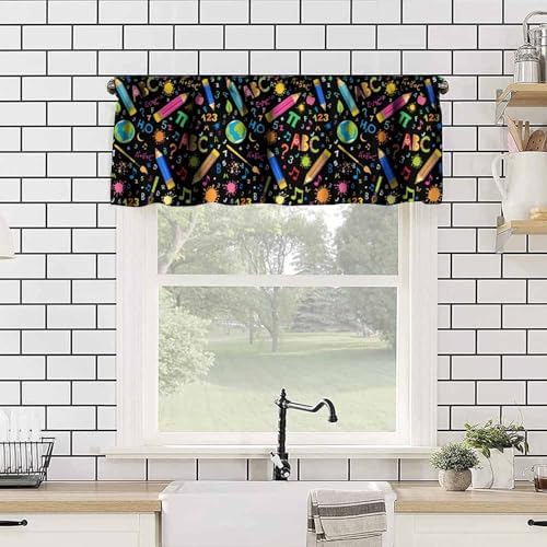 Alphabet Valances Curtains Colorful Stationery Learning Education Window - Image 4