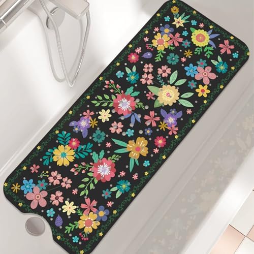 Non Slip Bathtub Mat, Extra Long Flower Bath Mat - Image 2