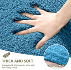Polyester Bathroom Rug 24"x40" Blue, Non-Slip Soft Shaggy Bath Mat - Image 4