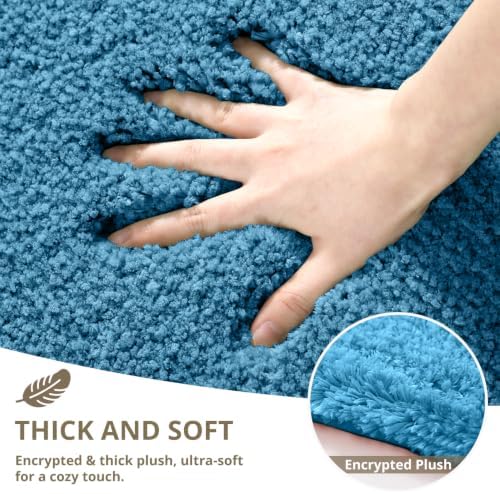 Polyester Bathroom Rug 24"x40" Blue, Non-Slip Soft Shaggy Bath Mat - Image 4
