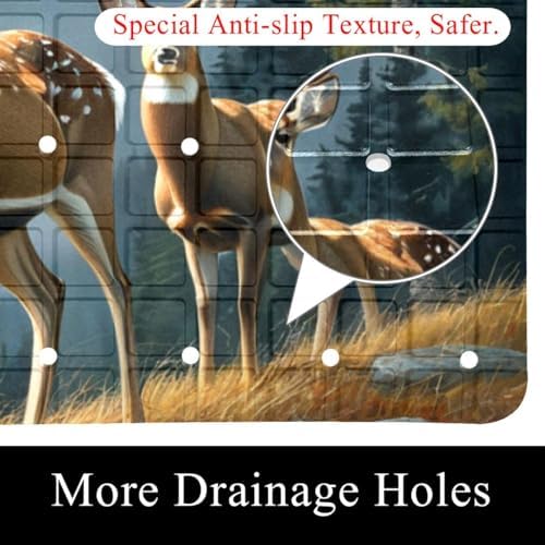 Bathtub Mat Non Slip 26.8x15.1In, Forest Deers Bath Mat - Image 2