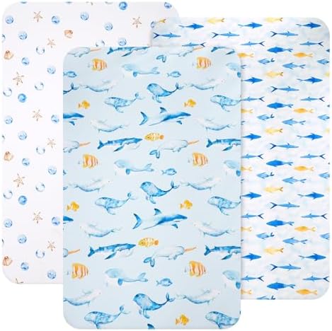 david's kids 3 Pack Mini Crib Sheets, Soft Breathable Premium Pack N Play Sheets by davidskids