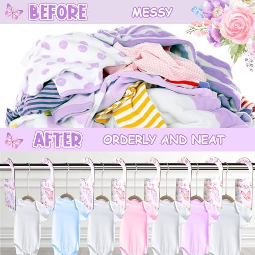 Baby Closet Dividers 8PCS, Butterfly/Floral Theme Wooden Double-Sided Clothes - Image 5