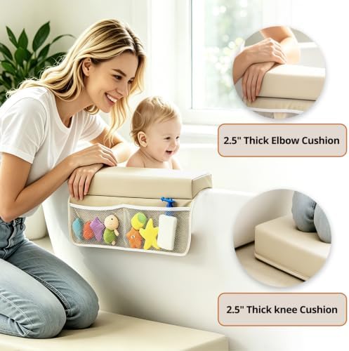 Baby Waterproof Vegan Leather Bath Kneeler and Elbow Rest Pad Set - Image 4