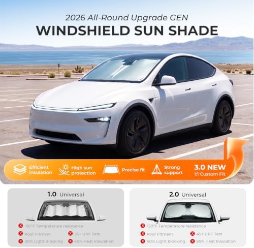 DooGooCoo Windshield Sun Shade for Tesla Model Y & Model 3 2017-2026 Sunshade - Image 6