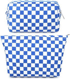 SOIDRAM 2 Pcs Checkered Makeup Bag Large Cosmetic Bag Toiletry Bag Makeup Pouch by SOIDRAM
