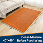 Chenille Bathroom Rug 40"x60" Orange, Large Plush Bath Mat - Image 2