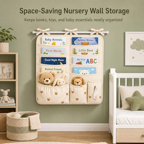 Bedside Caddy Nursery Playpen Organizer, Hanging Crib Book & Toy Storage - Image 5