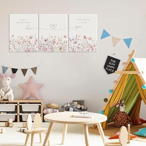 3Pcs Wildflower Nursery Canvas Wall Art Flower Botanical Sentence Poster - Image 6
