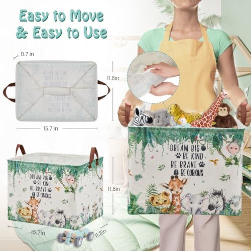 Jungle Nursery Decor Basket 36L Woodland Forest Animal Baby Gift Basket Safari - Image 3