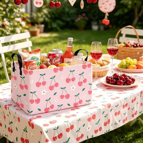 Rectangular Cherry Storage Basket Fabric Hamper - Image 5