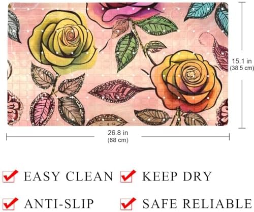 Shower Mat Non Slip 26.8 x 15.1 Inches, Roses Bathtub Mat Shower Stall Mats - Image 4