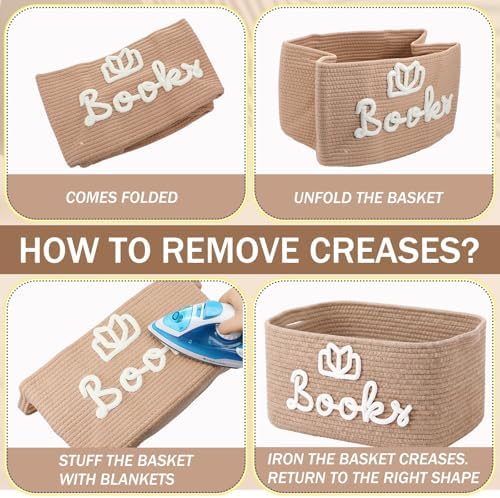 Books Lover Storage Basket Woven Cotton Rope Storage Bins Gift - Image 5