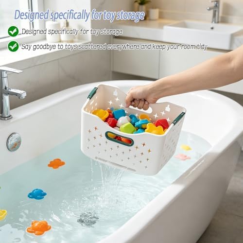 2 Pcs Bath Toy Storage Organizer, Foldable Large Capacity Bath Plaything - Image 6