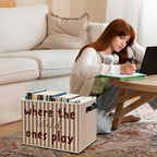 Red Stripe Boho Classroom Storage Bins Box - Image 3