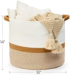 Blanket Basket for Living Room, Woven Rope Storage Basket - Image 2