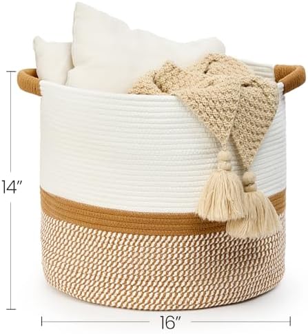 Blanket Basket for Living Room, Woven Rope Storage Basket - Image 2