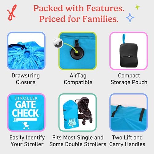 J.L. Childress Gate Check Bag for Single & Double Strollers, Neon Blue - Image 6