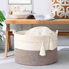 67L Large Blanket Basket, Cotton Rope Blanket Basket Living Room, Baby Laundry - Image 4