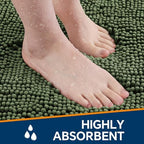 Chenille Bathroom Rug 36"x60" Loden Green, Large Plush Bath Mat - Image 4