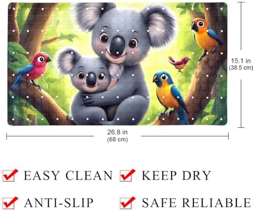 Bathtub Mat Non Slip 26.8x15.1In, Tropical Koala Bath Mat - Image 4