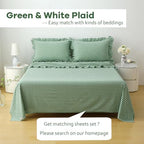 2 Pack Green White Gingham Ruffle Standard Pillow Shams 20"x26" - Image 2